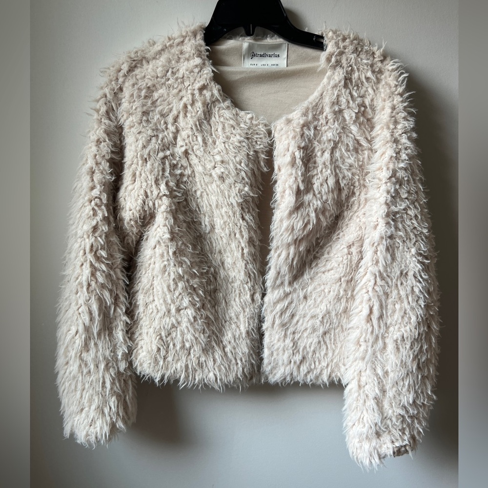Stradivarius Cream Teddy Jacket